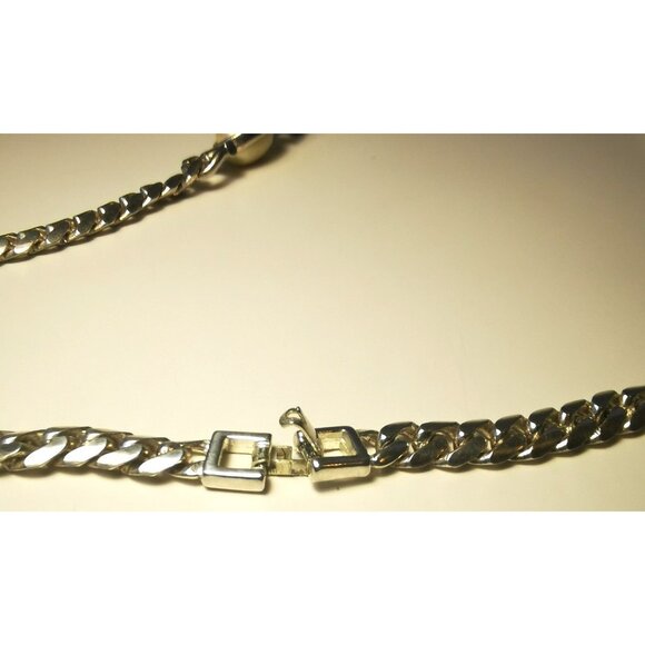 Necklace Silver Tone Chain & Faux Pearl Station Vintage 80s-Style - Picture 9 of 10